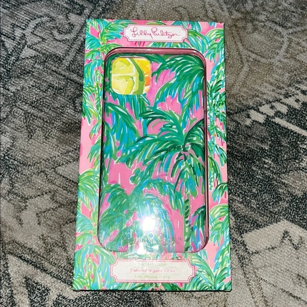 Lilly Pulitzer iPhone 11 Pro Case - Pink Blossom / Suite Views Palm Trees Print